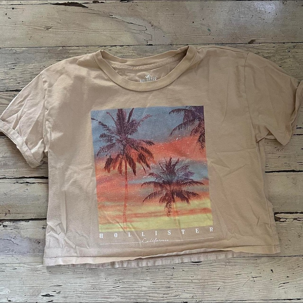 Hollister beach graphic cropped tee